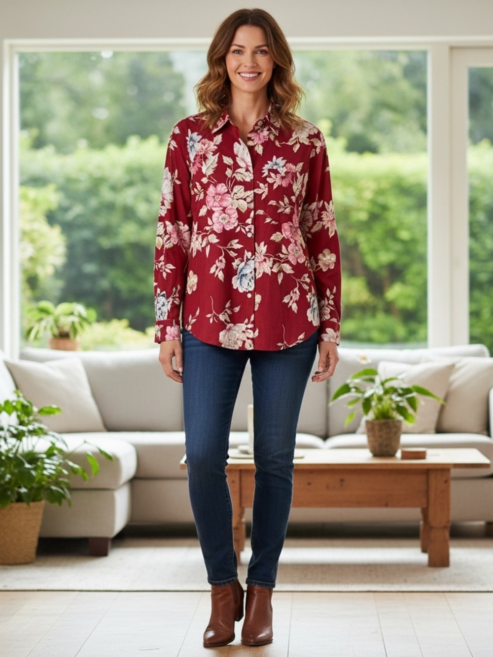 VTG Talbots Women Shirts Floral Size S/P  Long Sleeve Beach Cowgirl Western